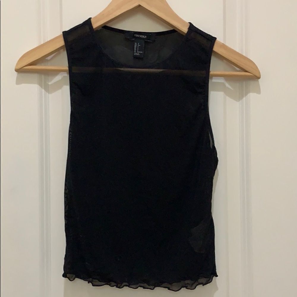 🖤 Forever 21 Sheer Black Crop Top (Size Small)